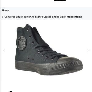 Converse Chuck Taylor All Star Hi Black Monochrome Sneakers Unisex m8 w10